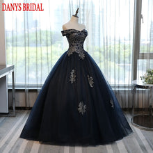 Load image into Gallery viewer, Navy Blue Ball Gown Quinceanera Dresses Plus Size Off Shoulder 15 Years Sweet 16 Puffy Red Mexican Long Prom Dresses For Women