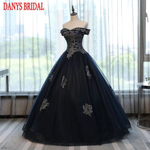 Load image into Gallery viewer, Navy Blue Ball Gown Quinceanera Dresses Plus Size Off Shoulder 15 Years Sweet 16 Puffy Red Mexican Long Prom Dresses For Women