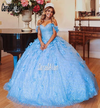 Load image into Gallery viewer, Mexican Girs Celebrating Sweet 15 Quinceanera Dresses Sweetheart Sequin Floral Crystal Beading Charro Vestidos de xv años