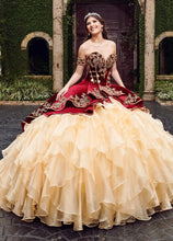 Load image into Gallery viewer, Real Photos Wine Red Velvet Mexican Charra Quinceanera Dresses Ball Gown Embroidery Gold Buttons Sweet 16 Dress Vestidos 15 Anos