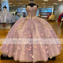 Load image into Gallery viewer, Lilac Ball Gown Quinceanera Dresses 2022 Spaghetti Straps 3D Flowers Mexican Party Gowns Sweet 15 16 Dress Party Wear XV Anos