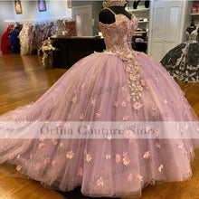 Load image into Gallery viewer, Lilac Ball Gown Quinceanera Dresses 2022 Spaghetti Straps 3D Flowers Mexican Party Gowns Sweet 15 16 Dress Party Wear XV Anos