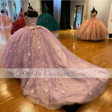 Load image into Gallery viewer, Lilac Ball Gown Quinceanera Dresses 2022 Spaghetti Straps 3D Flowers Mexican Party Gowns Sweet 15 16 Dress Party Wear XV Anos
