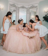 Load image into Gallery viewer, Mexican 2022 Rose Gold Quinceanera Dresses 2021 Sparkly Lace Beaded Sequins Lace-up Corset Back Vestidos De Occasion Prom Gown