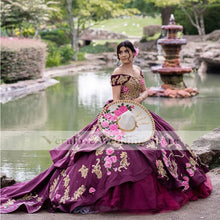 Load image into Gallery viewer, vestidos de quinceañera 2022 Off Shoulder Mexican Girl Ball Gown Prom Dress Croset Back Quinceanera Party Gowns