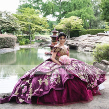Load image into Gallery viewer, vestidos de quinceañera 2022 Off Shoulder Mexican Girl Ball Gown Prom Dress Croset Back Quinceanera Party Gowns