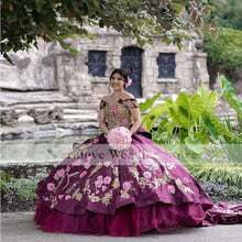 Load image into Gallery viewer, vestidos de quinceañera 2022 Off Shoulder Mexican Girl Ball Gown Prom Dress Croset Back Quinceanera Party Gowns
