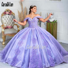 Load image into Gallery viewer, Mexican Princess Pink Quinceanera Dresses Off The Shoulder Lace Appliques Puffy Sweet 16 Prom Pageant Gowns Vestidos de xv años