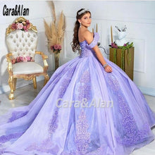 Load image into Gallery viewer, Mexican Princess Pink Quinceanera Dresses Off The Shoulder Lace Appliques Puffy Sweet 16 Prom Pageant Gowns Vestidos de xv años