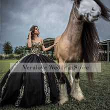 Load image into Gallery viewer, vestidos de fiesta Black Sequin Lace Mexican Quinceanera Dresses 2022 Lace Appliqued Sweet 16 Dress vestidos de XV 15 años