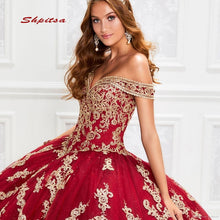 Load image into Gallery viewer, Red Lace Quinceanera Dresses Ball Gown Plus Size Off Shoulder Mexican Corset Tulle Princess Puffy Prom Sixteen 15 Sweet 16 Dress