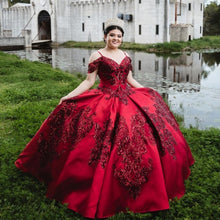 Load image into Gallery viewer, vestidos de 15 años 2021 Princess Quinceanera Dresses Sequin Applique Short Sleeves Ball Gown Mexican Girls Sweet 16 Dress