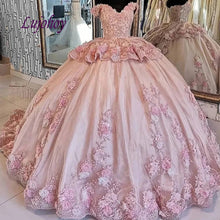 Load image into Gallery viewer, Elegant Quinceanera Dresses Ball Gown Mexican Flowers Off Shoulder Princess Masquerade Long Sweet 16 Prom Dress 15 year old