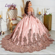 Load image into Gallery viewer, Luxury Quinceanera Dresses Ball Gown Mexican Satin Princess Sequin Masquerade Long Sweet 16 Prom Dress 15 year old