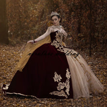 Load image into Gallery viewer, vestidos de fiesta Mexican Burgundy Velvet Quinceanera Dresses Appliqued Beads Applique Sweet 16 Dress vestidos de XV 15 años