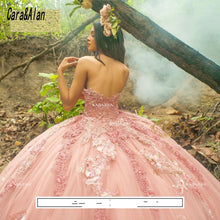 Load image into Gallery viewer, Vestidos De XV Años Pink Quinceanera Dresses Applique Beaded Mexican Girls 15 Years Birthday Dress Prom Gown 2021