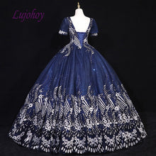 Load image into Gallery viewer, Navy Blue Quinceanera Dresses Ball Gown Plus Size Mexican 15 year old Sixteen Tulle Sequin Princess Sweet 16 Prom Dress