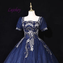 Load image into Gallery viewer, Navy Blue Quinceanera Dresses Ball Gown Plus Size Mexican 15 year old Sixteen Tulle Sequin Princess Sweet 16 Prom Dress