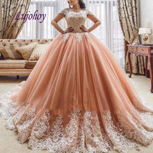 Load image into Gallery viewer, Elegant Lace Quinceanera Dresses Ball Gown Mexican Tulle Princess Masquerade Off Shoulder Sweet 16 Prom Dress 15 year old