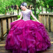 Load image into Gallery viewer, Luxury Quinceanera Dresses Ball Gown Plus Size Crystals Beads Mexican Princess Masquerade Long Sweet 16 Prom Dress 15 year old