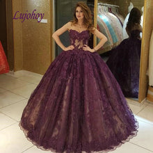 Load image into Gallery viewer, Purple Lace Quinceanera Dresses Ball Gown Mexican Tulle Princess Masquerade Long Sweet 16 Prom Dress 15 year old