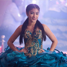 Load image into Gallery viewer, Mexican Blue Quinceanera Dresses Beads Sparkly Sweetheart Puffy Tiered Skirt Sweet 16 Dress vestidos de 15 años