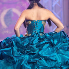 Load image into Gallery viewer, Mexican Blue Quinceanera Dresses Beads Sparkly Sweetheart Puffy Tiered Skirt Sweet 16 Dress vestidos de 15 años