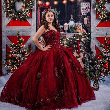 Load image into Gallery viewer, Vestidos De 15 Años Red Sequined Quinceanera Dresses Lace Applique Sweet 16 Dress Off the Shoulder Mexican Prom Gowns 2021
