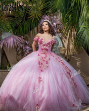 Load image into Gallery viewer, Mexican Girls vestidos de 15 años Quinceanera Dress with 3D Floral Applique Sweet 16 Dress Prom Gown abiti stile quinceanera