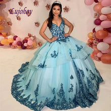 Load image into Gallery viewer, Long Sleeve Lace Quinceanera Dresses Ball Gown Sequin Plus Size Mexican 15 year old Sixteen Princess Sweet 16 Prom Dress