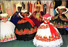 Load image into Gallery viewer, Red Embrodery Mexican Quinceanera Dresses 2020 Tiered Ruffles Masquerade Formal Prom Dress Ball Gown Sweet 16 Dress