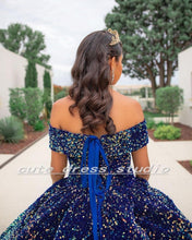 Load image into Gallery viewer, Colorful Sequin Mexican Quinceanera Dress Off Shoulder Sweet 16 Ball Gown Prom Dresses 2021 vestidos de 15 años