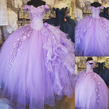 Load image into Gallery viewer, Lilac Quinceanera Dresses Ball Gown Mexican Off Shoulder Princess Masquerade Long Sweet 16 Prom Dress 15 year old