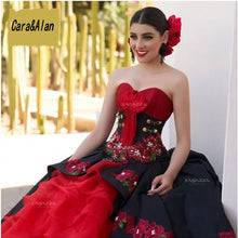 Load image into Gallery viewer, Mexican Quinceanera Dresses Applique Puffy Organza Skirt Sweet 16 Dress vestidos de 15 Spanish Style Ball Gown Prom Gowns