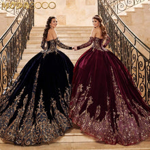 Load image into Gallery viewer, Vestidos De 15 Años Navy Blue Quinceanera Dresses with Detachable Sleeves Lace Applique Sweet 16 Dress Mexican Prom Gowns