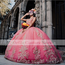Load image into Gallery viewer, Mexican Burgundy Quinceanera Dress Applique Lace Vestidos XV Años Sweet 16 Dress Off the Shoulder robe de soirée