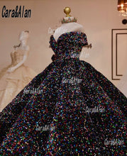 Load image into Gallery viewer, Sparkle Colorful Mexican Quinceanera Dresses Sequin Off The Shoulder Puffy Skirt Sweet 16 Prom Gowns abiti da cerimonia