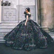 Load image into Gallery viewer, Sparkle Colorful Mexican Quinceanera Dresses Sequin Off The Shoulder Puffy Skirt Sweet 16 Prom Gowns abiti da cerimonia