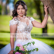 Load image into Gallery viewer, White Mexican Quinceanera Dress 2022 Off Shoulder Appliques Exposed Boning vestidos de 15 años Girl Prom Party Gowns