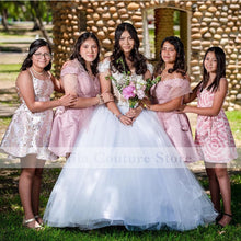 Load image into Gallery viewer, White Mexican Quinceanera Dress 2022 Off Shoulder Appliques Exposed Boning vestidos de 15 años Girl Prom Party Gowns