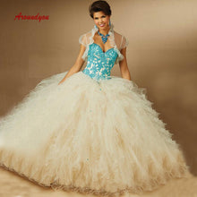 Load image into Gallery viewer, Champagne Luxury Quinceanera Dresses Ball Gown Plus Size Corset Women Girls Mexican Long Prom Gown Sweet 16 15 Years Dress