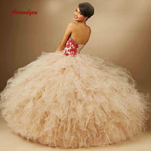 Load image into Gallery viewer, Champagne Luxury Quinceanera Dresses Ball Gown Plus Size Corset Women Girls Mexican Long Prom Gown Sweet 16 15 Years Dress