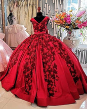 Load image into Gallery viewer, Vestidos De XV Años Red Quinceanera Dress Real Images Applique Beaded Mexican Girls 15 Years Birthday Dress Prom Gown 2021