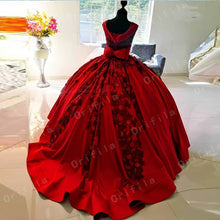 Load image into Gallery viewer, Vestidos De XV Años Red Quinceanera Dress Real Images Applique Beaded Mexican Girls 15 Years Birthday Dress Prom Gown 2021