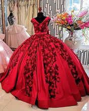 Load image into Gallery viewer, Vestidos De XV Años Red Quinceanera Dress Real Images Applique Beaded Mexican Girls 15 Years Birthday Dress Prom Gown 2021