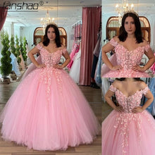 Load image into Gallery viewer, Fanshao Pink Quinceanera Dresses 3D Flowers Appliques Off The Shoulder For 15 Girls Ball Formal Party Gowns Exquisite