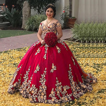 Load image into Gallery viewer, Exquiaite Green Quincenera Evening Dresses Off Shoulder Flowers Appliqued Prom Formal Party Celebrity 15 Ans Vestidos Fiesta