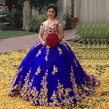 Load image into Gallery viewer, Exquiaite Green Quincenera Evening Dresses Off Shoulder Flowers Appliqued Prom Formal Party Celebrity 15 Ans Vestidos Fiesta