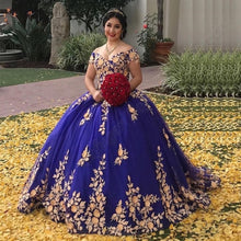 Load image into Gallery viewer, Exquiaite Green Quincenera Evening Dresses Off Shoulder Flowers Appliqued Prom Formal Party Celebrity 15 Ans Vestidos Fiesta