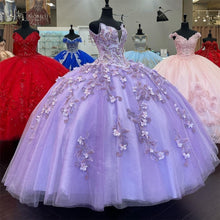 Load image into Gallery viewer, 2021 Purple Beaded Puffy Ball Gown Quinceanera Dresses Beads Sweet 16 Dress Pageant Gowns vestido de 15 anos XV